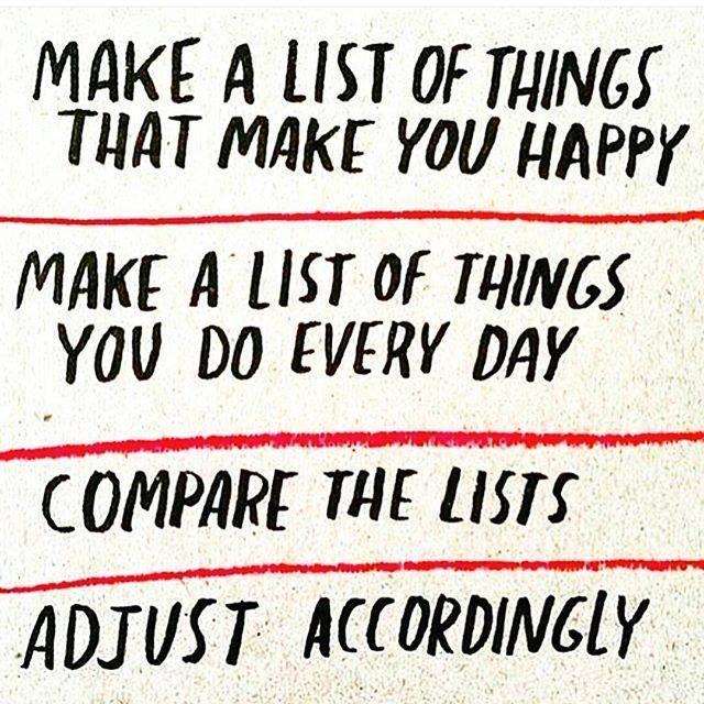 fais une liste des choses qui te rendent heureux