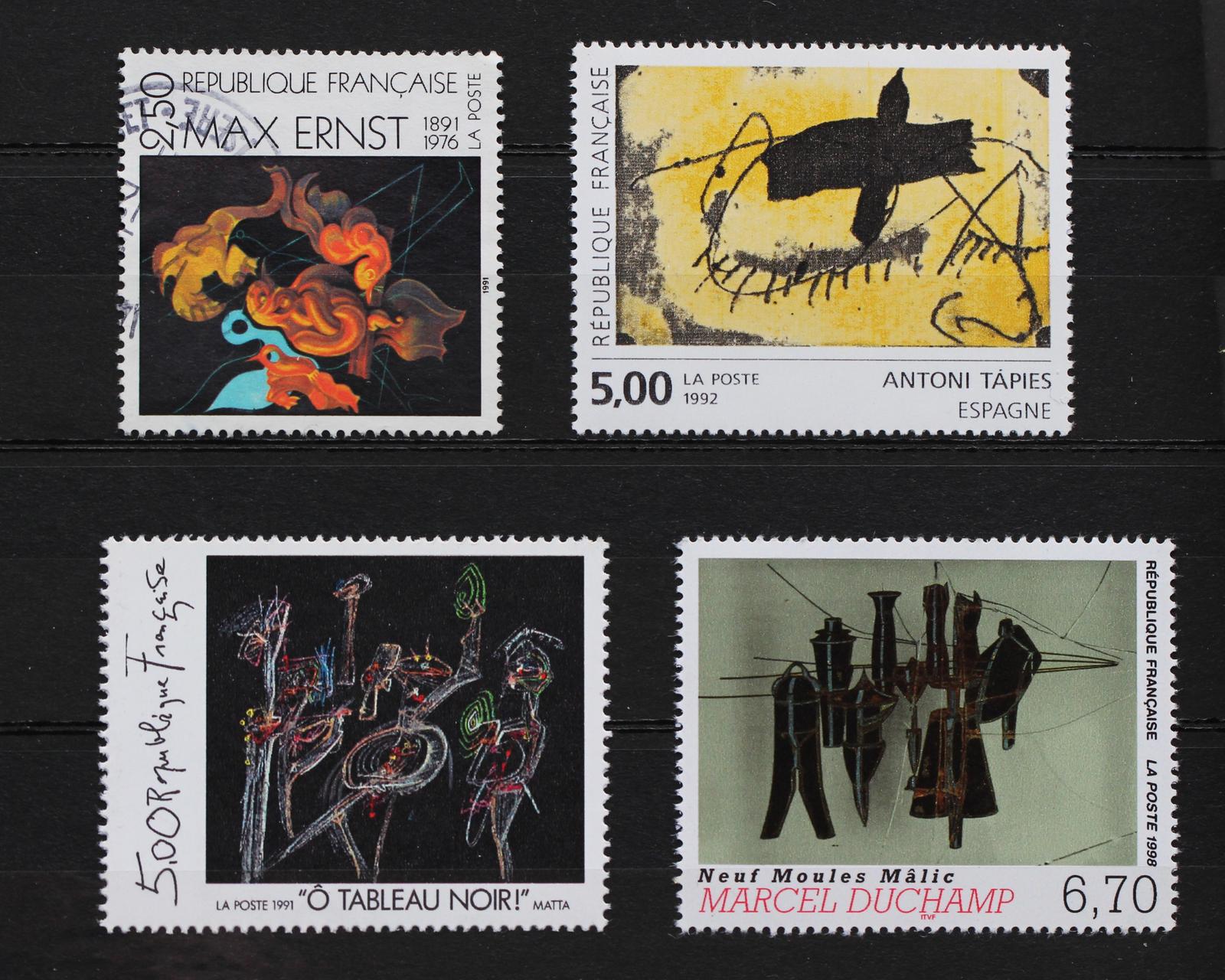quatre timbres art contemporain tapies ernst