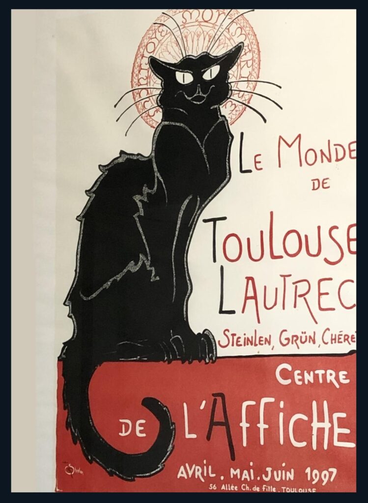 chat noir assis calme idéal steinlen affiche toulouse lautrec