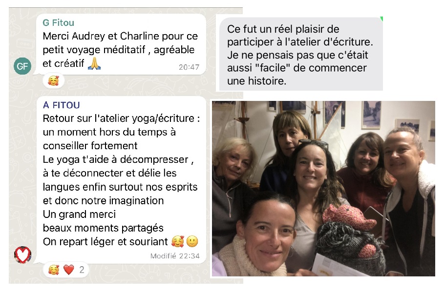 atelier d'écriture créative atelier yoga-écriture udrey fario charline dalias yogapark 108 fitou créativité lâcher-prise respirer