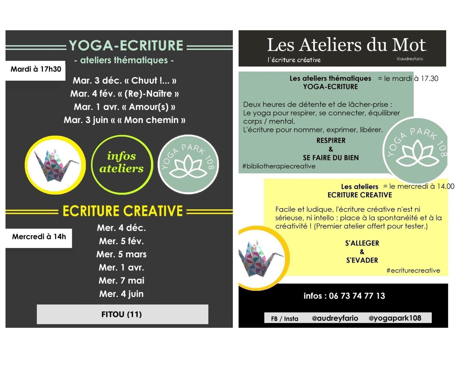 agenda ateliers ecriture creative fitou audrey fario auteur animation bibliotherapie creative