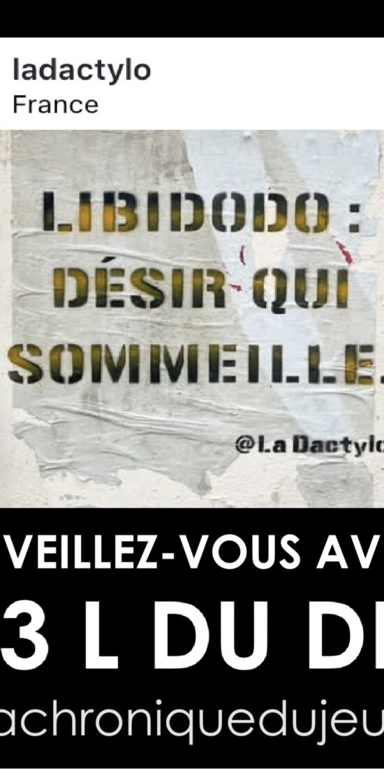 la dactylo streetart pochoir perpignan occitanie artiste de rue image couverture la chronique du jeudi chronique litteraire blog audreyfario.com desir saint valentin chocolat